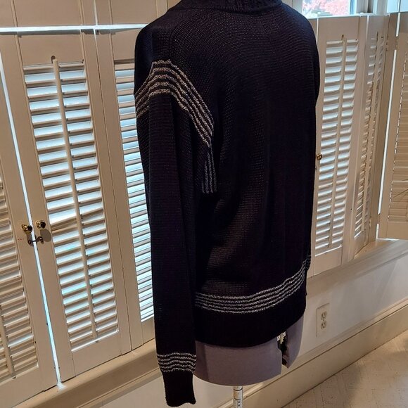 Fia Italia Crisp Black & Gray Knit Long Sleeved Top Size S - Picture 6 of 9